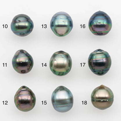 9-10mm Natural Color Tahitian Pearl Drop Shape Loose Single Piece Undrilled in High Luster and Minor Blemishes, SKU # 2634TH