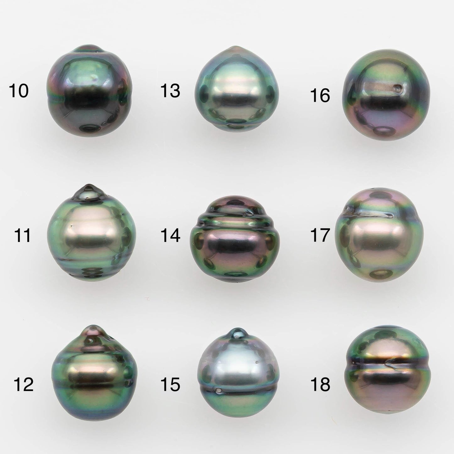 9-10mm Natural Color Tahitian Pearl Drop Shape Loose Single Piece Undrilled in High Luster and Minor Blemishes, SKU # 2633TH