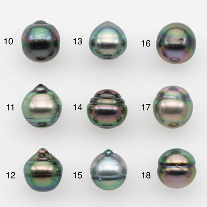 9-10mm Natural Color Tahitian Pearl Drop Shape Loose Single Piece Undrilled in High Luster and Minor Blemishes, SKU # 2633TH
