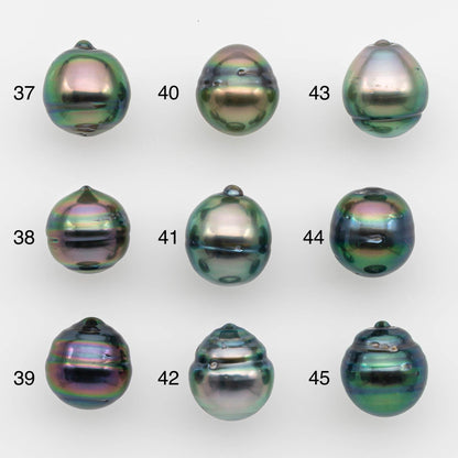 9-10mm Natural Color Tahitian Pearl Drop Shape Loose Single Piece Undrilled in High Luster and Minor Blemishes, SKU # 2632TH
