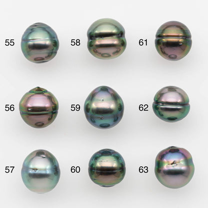 9-10mm Natural Color Tahitian Pearl Drop Shape Loose Single Piece Undrilled in High Luster and Minor Blemishes, SKU # 2632TH