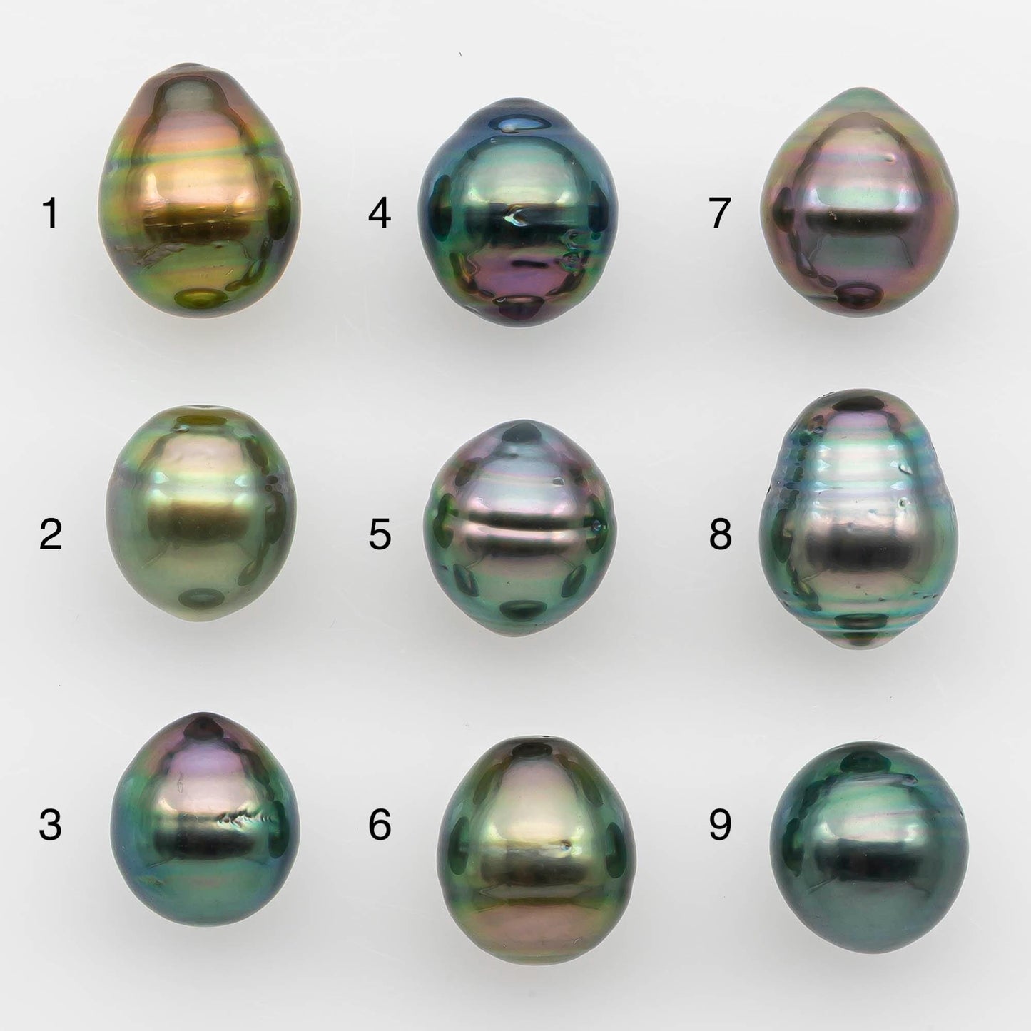 9-10mm Natural Color Tahitian Pearl Drop Shape Loose Single Piece Undrilled in High Luster and Minor Blemishes, SKU # 2631TH