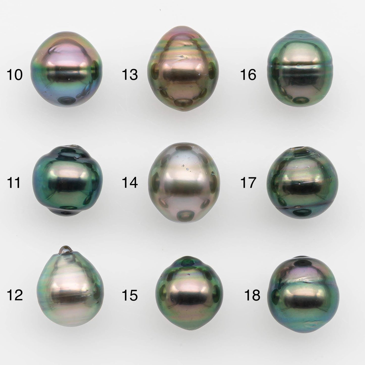9-10mm Natural Color Tahitian Pearl Drop Shape Loose Single Piece Undrilled in High Luster and Minor Blemishes, SKU # 2631TH