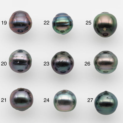 8-9mm Natural Color Tahitian Pearl Drop Shape Loose Single Piece Undrilled in High Luster and Minor Blemishes, SKU # 2578TH
