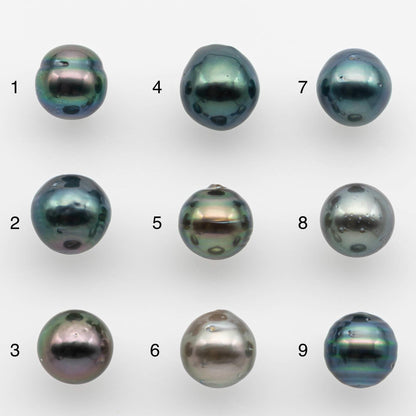 8-9mm Natural Color Tahitian Pearl Drop Shape Loose Single Piece Undrilled in High Luster and Minor Blemishes, SKU # 2578TH