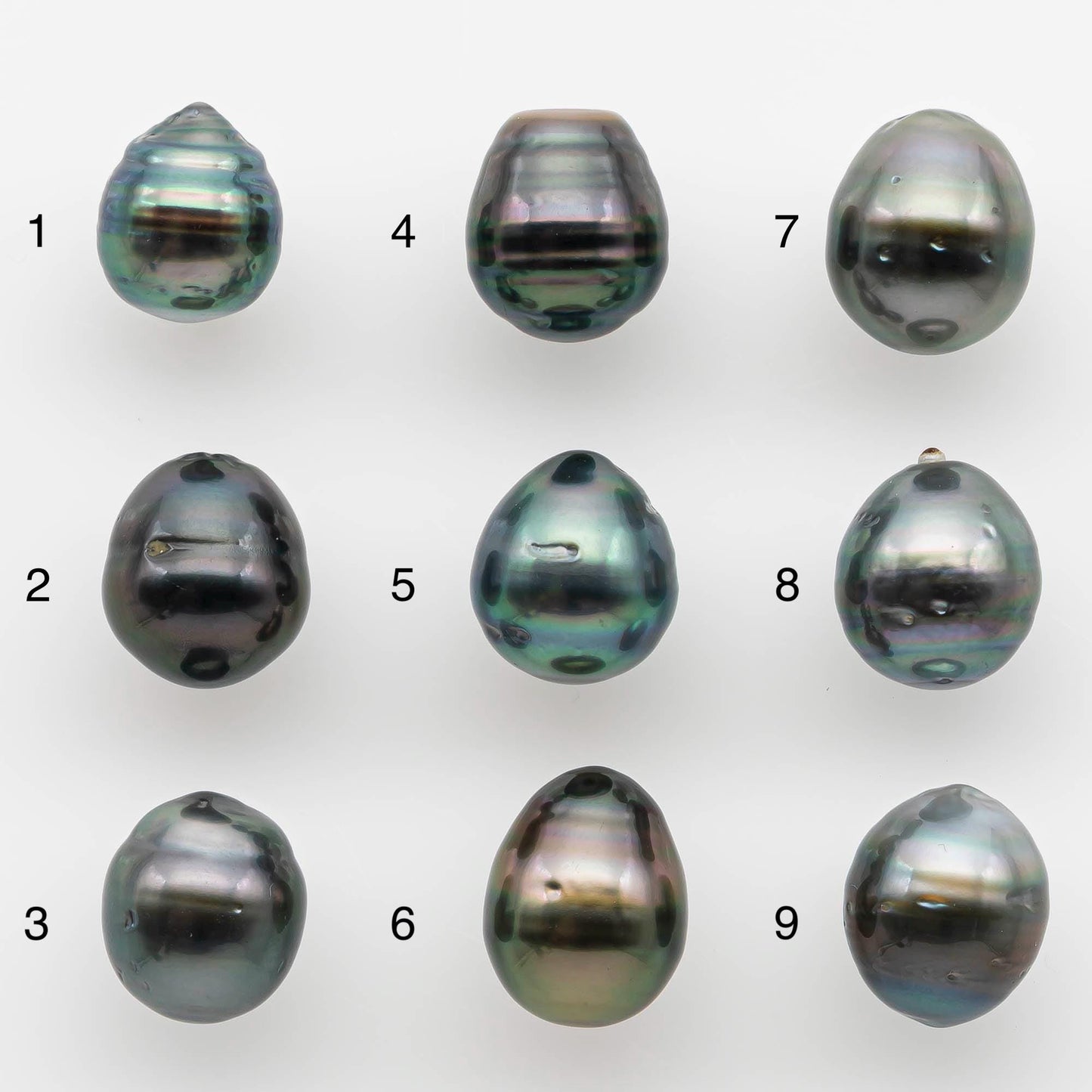 8-9mm Natural Color Tahitian Pearl Drop Shape Loose Single Piece Undrilled in High Luster and Minor Blemishes, SKU # 2580TH