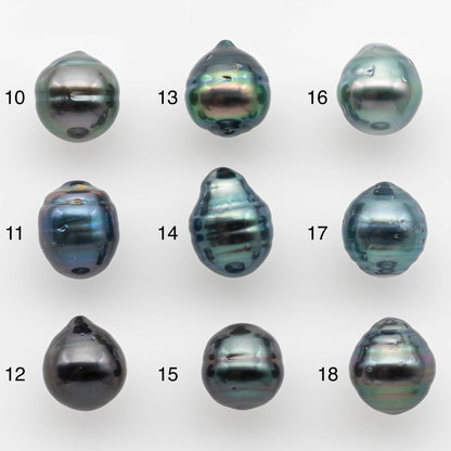 8-9mm Natural Color Tahitian Pearl Drop Shape Loose Single Piece Undrilled in High Luster and Minor Blemishes, SKU # 2580TH