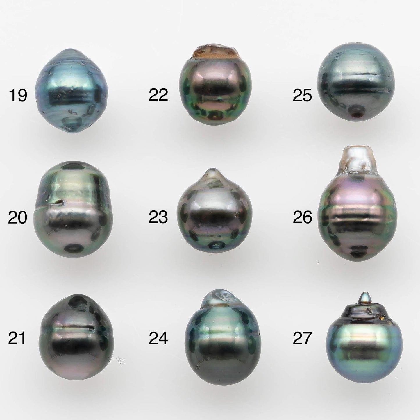 8-9mm Natural Color Tahitian Pearl Drop Shape Loose Single Piece Undrilled in High Luster and Minor Blemishes, SKU # 2580TH
