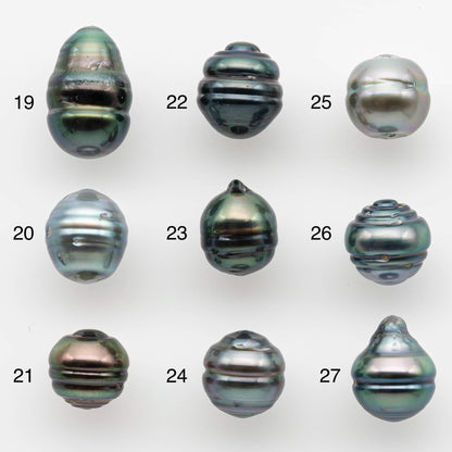 8-9mm Natural Color Tahitian Pearl Drop Shape Loose Single Piece Undrilled in High Luster and Minor Blemishes, SKU # 2583TH