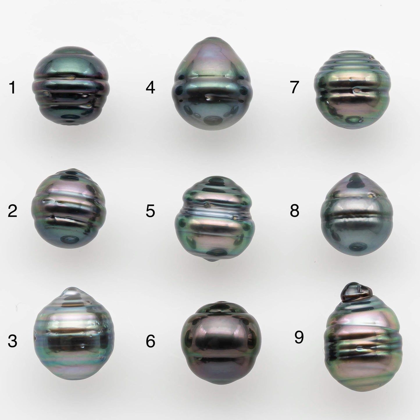 8-9mm Natural Color Tahitian Pearl Drop Shape Loose Single Piece Undrilled in High Luster and Minor Blemishes, SKU # 2583TH