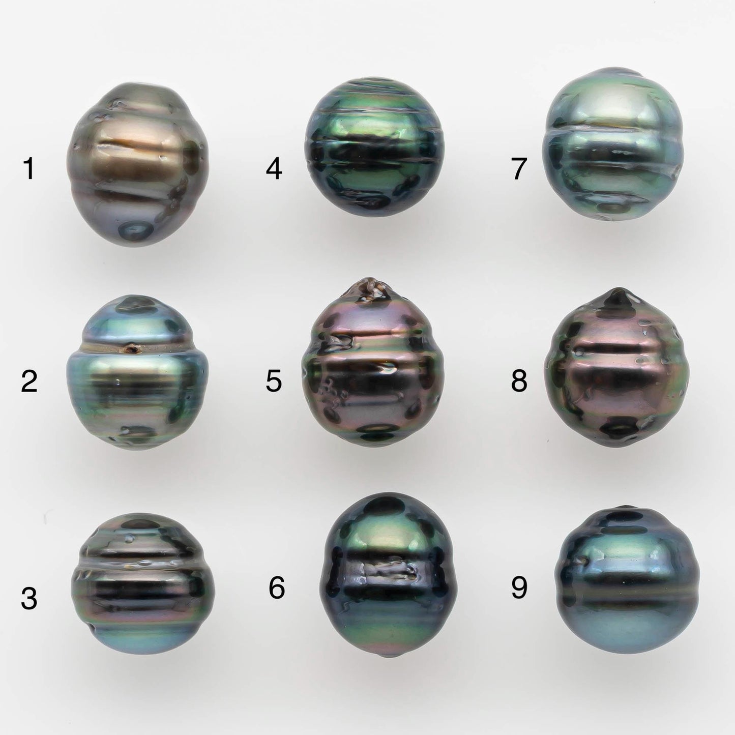 9-10mm Natural Color Tahitian Pearl Drop Shape Loose Single Piece Undrilled in High Luster and Minor Blemishes, SKU # 2585TH