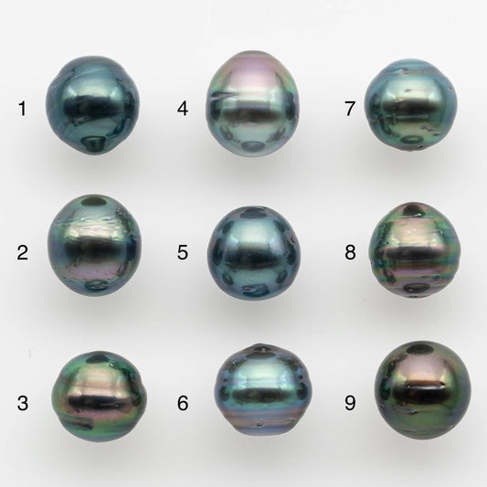 9-10mm Natural Color Tahitian Pearl Loose Single Piece Undrilled in High Luster and Minor Blemishes, SKU # 2586TH