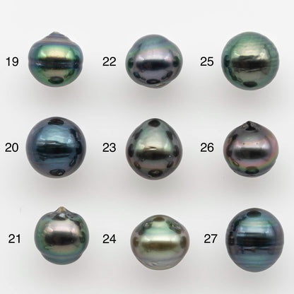 9-10mm Natural Color Tahitian Pearl Loose Single Piece Undrilled in High Luster and Minor Blemishes, SKU # 2586TH