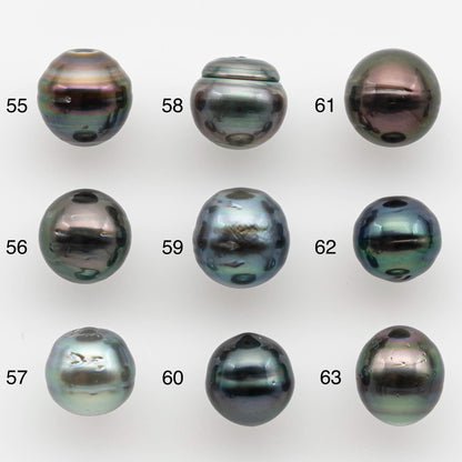 9-10mm Natural Color Tahitian Pearl Loose Single Piece Undrilled in High Luster and Minor Blemishes, SKU # 2586TH