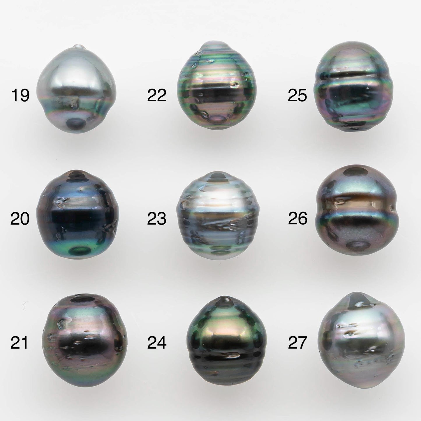 9-10mm Natural Color Tahitian Pearl Drop Shape Loose Single Piece Undrilled in High Luster and Minor Blemishes, SKU # 2587TH