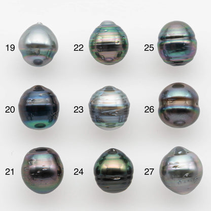 9-10mm Natural Color Tahitian Pearl Drop Shape Loose Single Piece Undrilled in High Luster and Minor Blemishes, SKU # 2587TH
