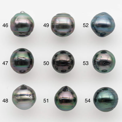 9-10mm Natural Color Tahitian Pearl Drop Shape Loose Single Piece Undrilled in High Luster and Minor Blemishes, SKU # 2587TH