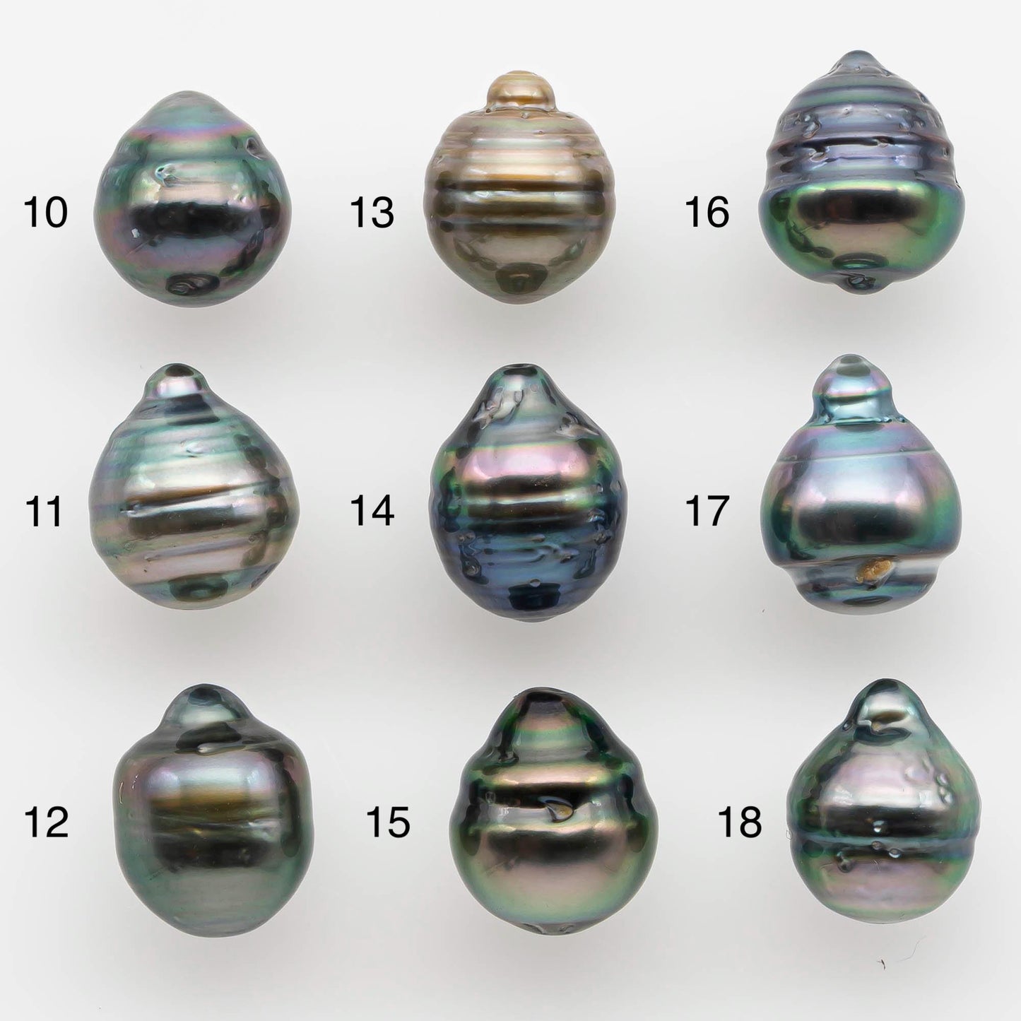 9-10mm Natural Color Tahitian Pearl Drop Shape Loose Single Piece Undrilled in High Luster and Minor Blemishes, SKU # 2589TH