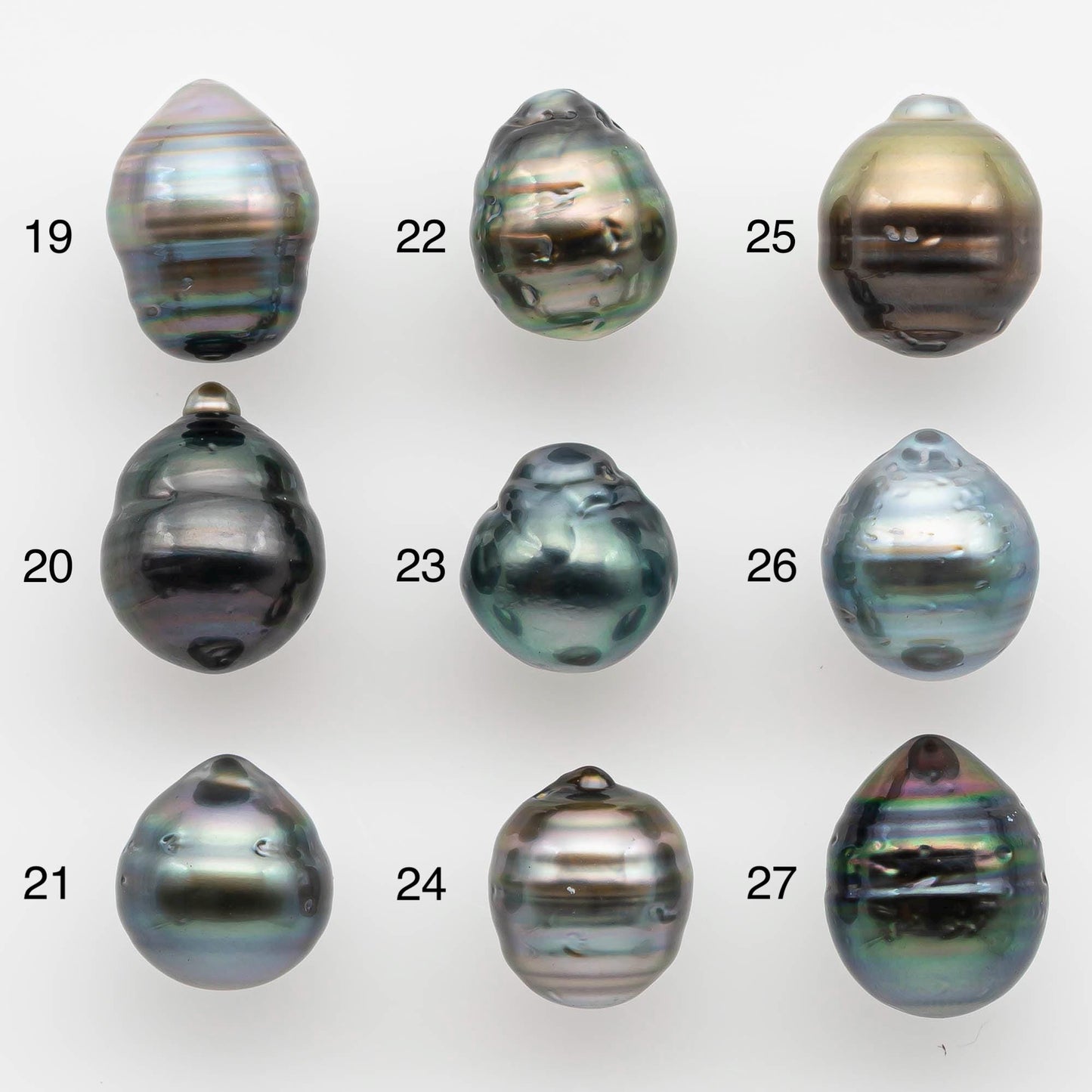 9-10mm Natural Color Tahitian Pearl Drop Shape Loose Single Piece Undrilled in High Luster and Minor Blemishes, SKU # 2589TH