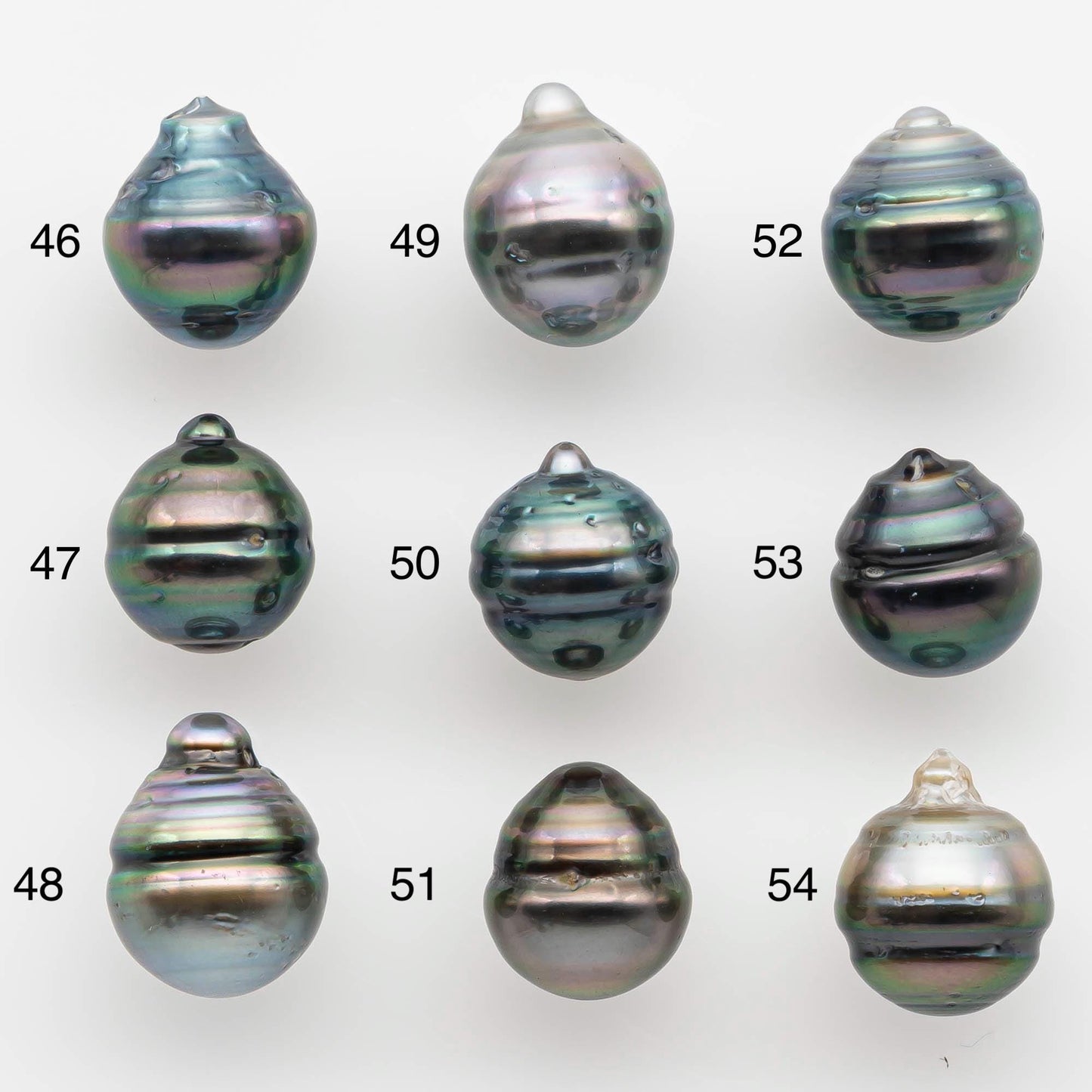9-10mm Natural Color Tahitian Pearl Drop Shape Loose Single Piece Undrilled in High Luster and Minor Blemishes, SKU # 2589TH