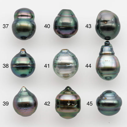9-10mm Natural Color Tahitian Pearl Drop Shape Loose Single Piece Undrilled in High Luster and Minor Blemishes, SKU # 2589TH