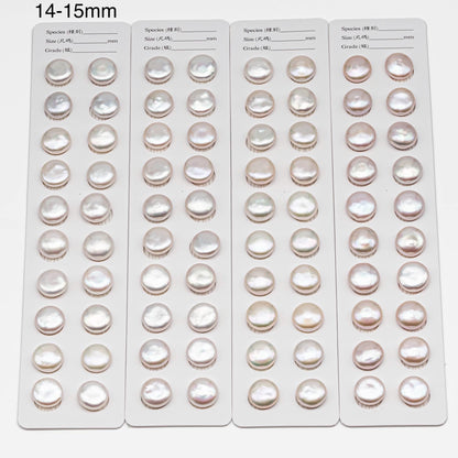 AAA Matching Pair Coin Pearls, 12-13mm, 13-14mm, 14-15mm White Color Freshwater Pearls, Undrilled, SKU#  2590FW