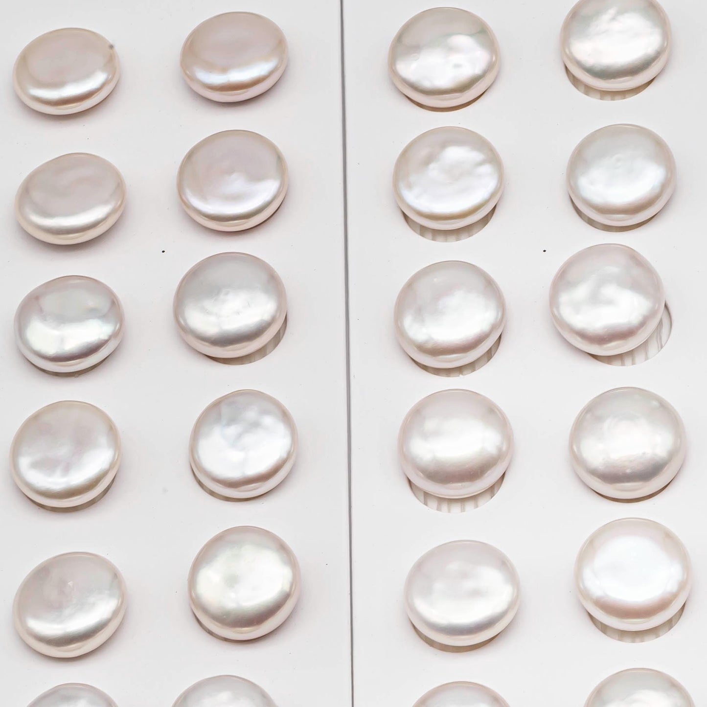AAA Matching Pair Coin Pearls, 12-13mm, 13-14mm, 14-15mm White Color Freshwater Pearls, Undrilled, SKU#  2590FW