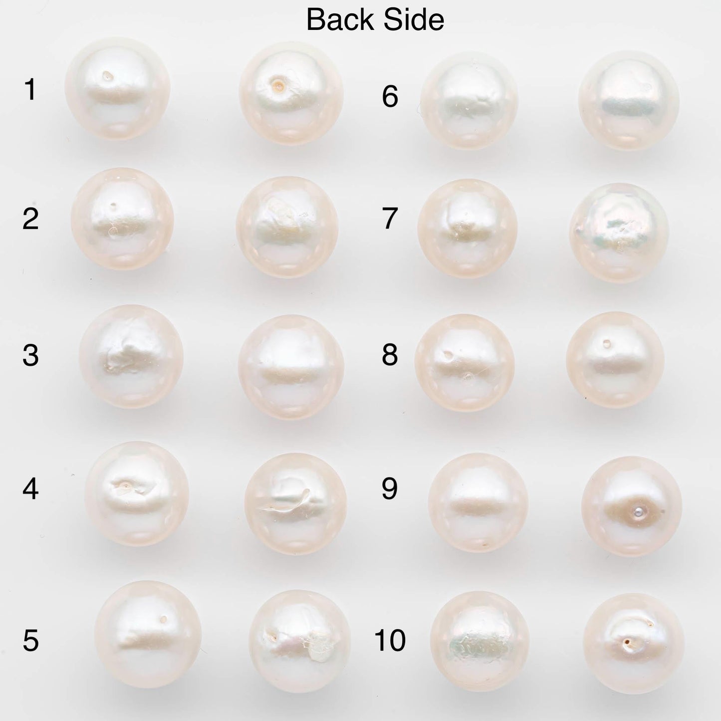 10-11mm Matching Pair Edison Pearls – White with Blemishes (Best for Stud Earrings), Undrilled – SKU #2596EP