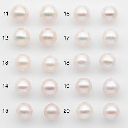 10-11mm Matching Pair Edison Pearls – White with Blemishes (Best for Stud Earrings), Undrilled – SKU #2596EP