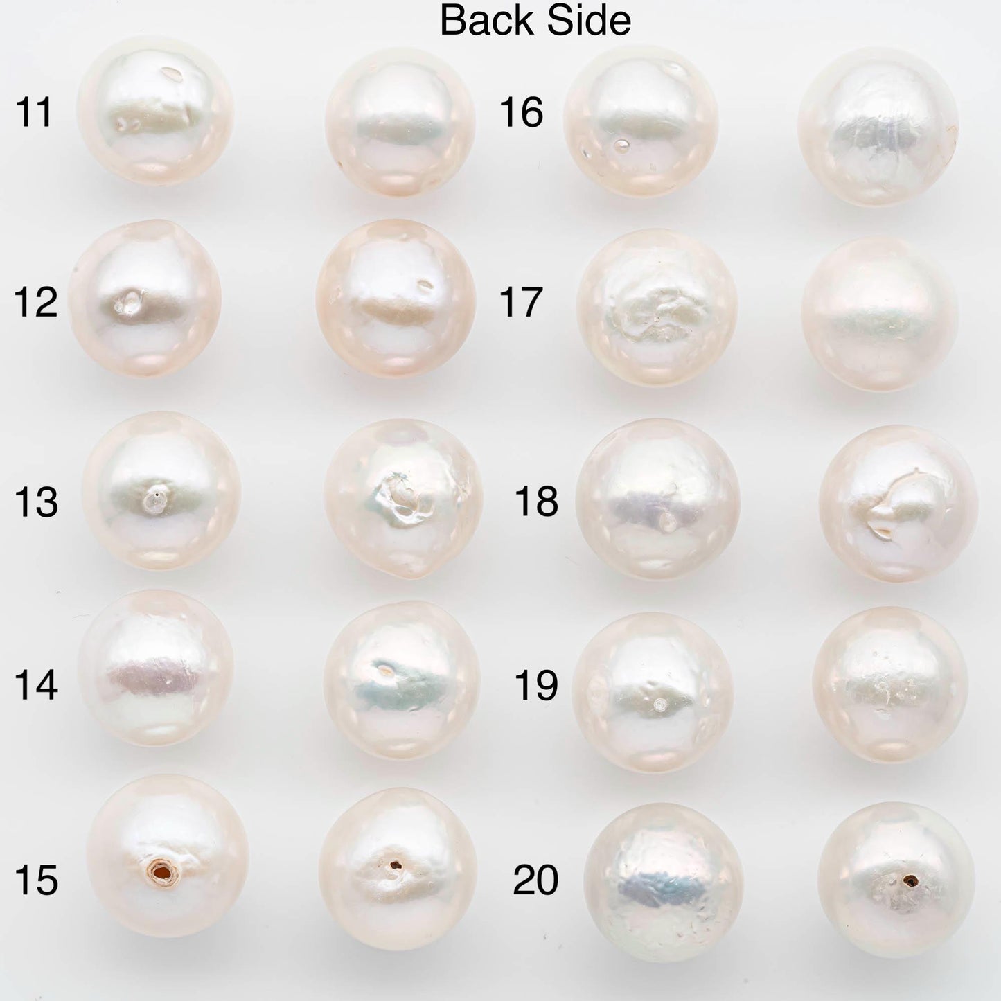 14-15mm Matching Pair Edison Pearls – White with Blemishes (Best for Stud Earrings), SKU #2602EP