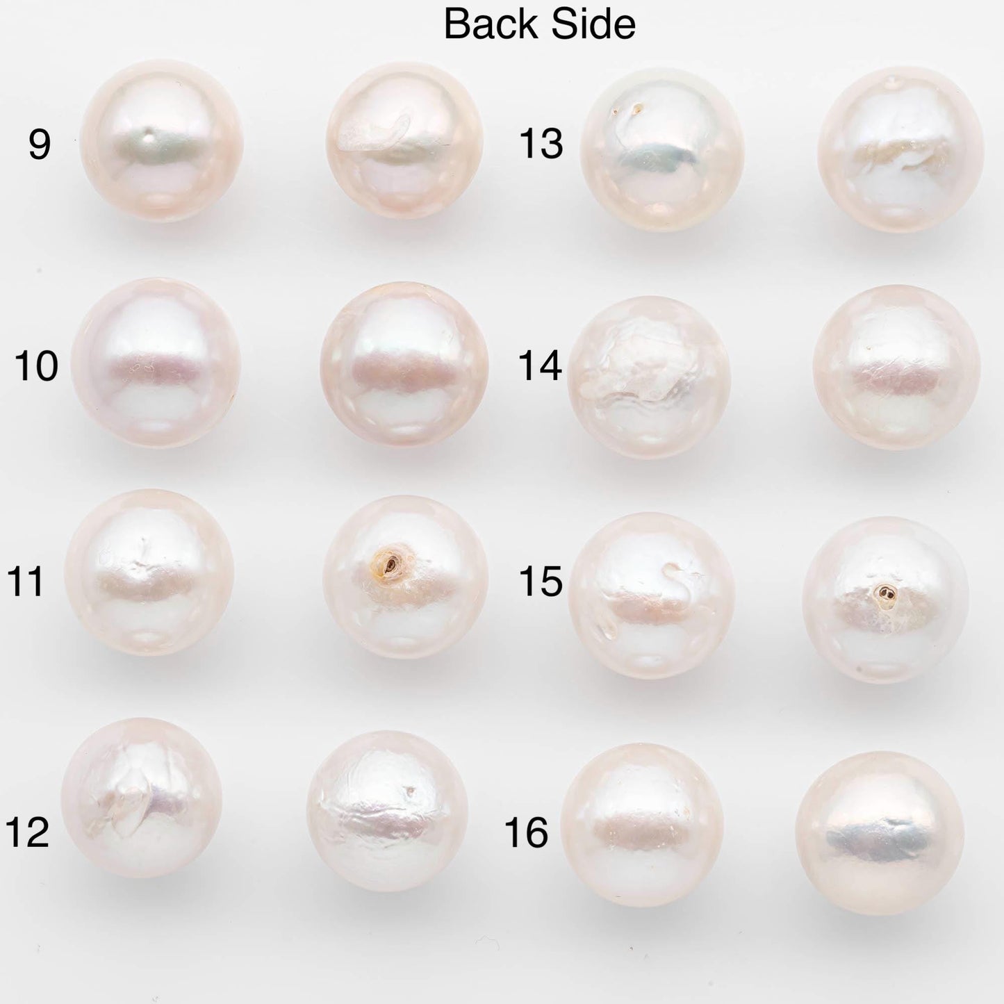 15-16mm Matching Pair Edison Pearls – White with Blemishes (Best for Stud Earrings), Undrilled, SKU #2607EP