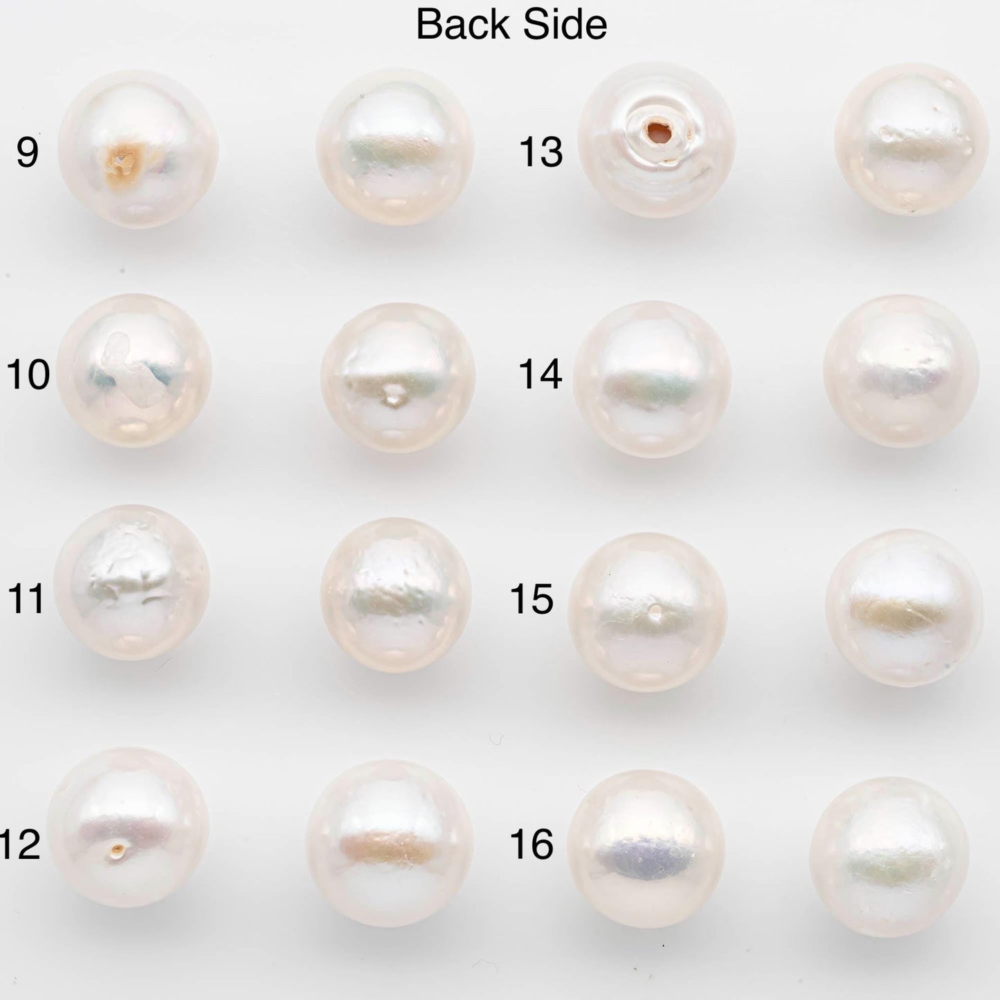 14-15mm Matching Pair Edison Pearls – White with Blemishes (Best for Stud Earrings), Undrilled, SKU #2609EP