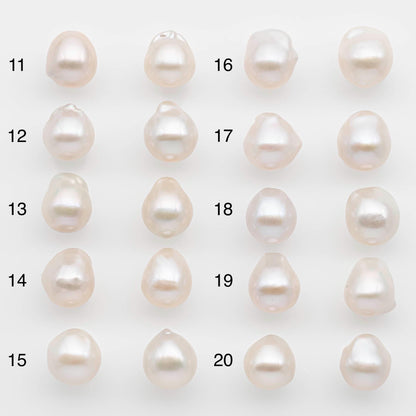 10-12mm Small Size–White Baroque Pearl Matching Pair, High Luster Freshwater Pearls for Earrings or Jewelry Making, Undrilled, SKU # 2612BA