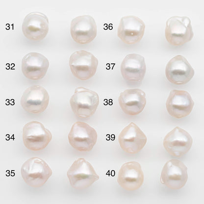 10-12mm Small Size–White Baroque Pearl Matching Pair, High Luster Freshwater Pearls for Earrings or Jewelry Making, Undrilled, SKU # 2612BA