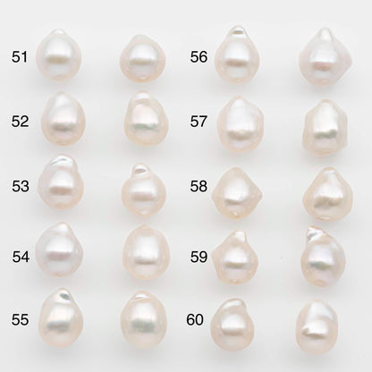10-12mm Small Size–White Baroque Pearl Matching Pair, High Luster Freshwater Pearls for Earrings or Jewelry Making, Undrilled, SKU # 2612BA
