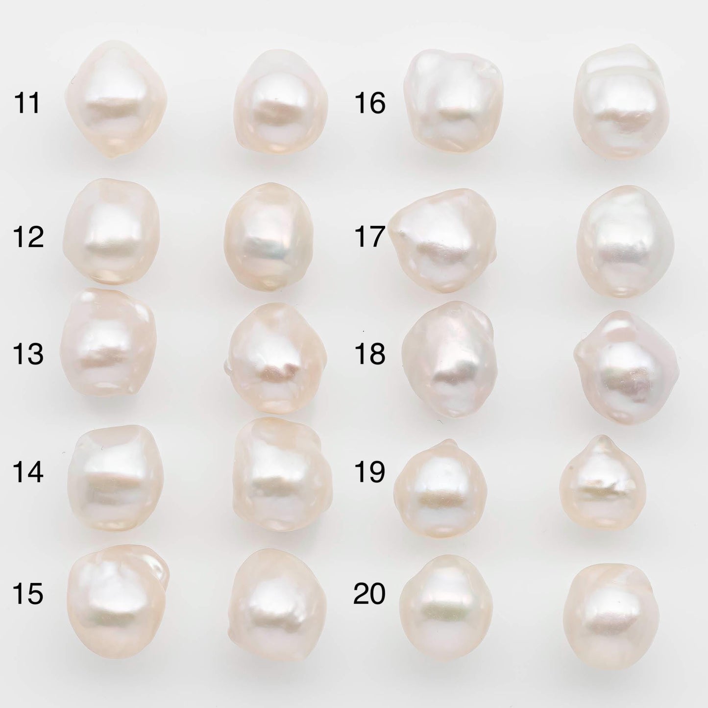 10-12mm Small Size – White Baroque Pearl Matching Pair, High Luster Freshwater Pearls for Earrings Making, No Hole Loose, SKU # 2613BA