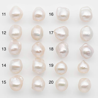 10-12mm Small Size – White Baroque Pearl Matching Pair, High Luster Freshwater Pearls for Earrings Making, No Hole Loose, SKU # 2613BA
