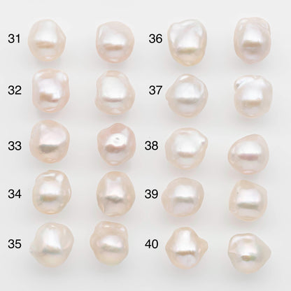 10-12mm Small Size – White Baroque Pearl Matching Pair, High Luster Freshwater Pearls for Earrings Making, No Hole Loose, SKU # 2613BA