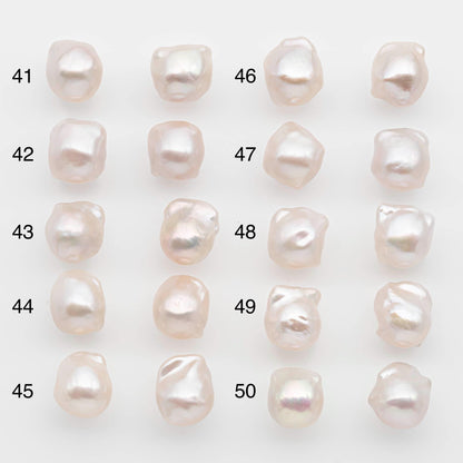 10-12mm Small Size – White Baroque Pearl Matching Pair, High Luster Freshwater Pearls for Earrings Making, No Hole Loose, SKU # 2613BA