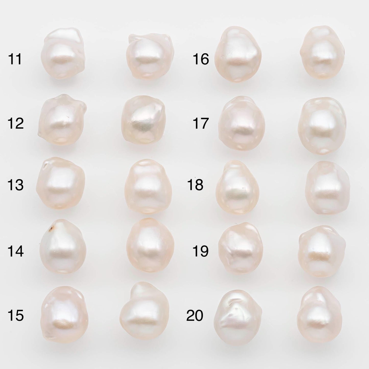 10-12mm Small Size – White Baroque Pearl Matching Pair, High Luster Freshwater Pearls for Earrings Making, No Hole Loose, SKU # 2614BA