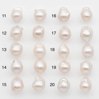 10-12mm Small Size – White Baroque Pearl Matching Pair, High Luster Freshwater Pearls for Earrings Making, No Hole Loose, SKU # 2614BA