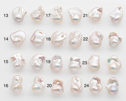 17-20mm White Baroque Pearl Matching Pair, High Luster Freshwater Pearls for Earrings or Jewelry Making, No Hole Loose, SKU # 2616BA