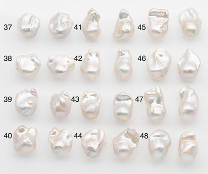 17-20mm White Baroque Pearl Matching Pair, High Luster Freshwater Pearls for Earrings or Jewelry Making, No Hole Loose, SKU # 2616BA