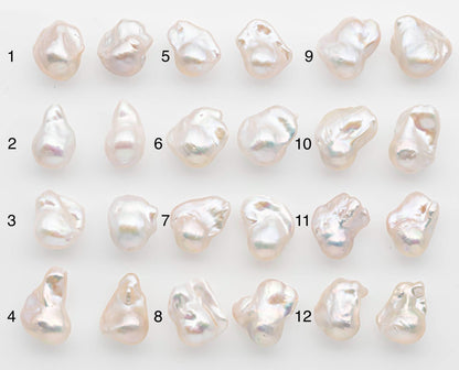 17-20mm White Baroque Pearl Matching Pair, High Luster Freshwater Pearls for Earrings or Jewelry Making, No Hole Loose, SKU # 2616BA