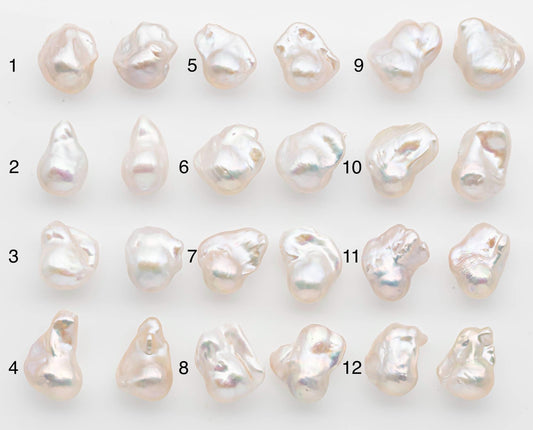 17-20mm White Baroque Pearl Matching Pair, High Luster Freshwater Pearls for Earrings or Jewelry Making, No Hole Loose, SKU # 2616BA