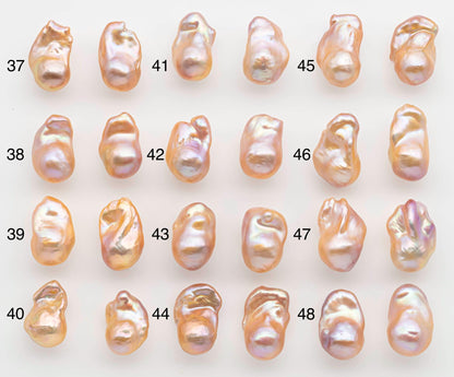 15-17mm Peach Color Baroque Pearl Matching Pair, High Luster Freshwater Pearls for Earrings or Jewelry Making, No Hole Loose, SKU # 2617BA