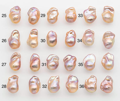 15-17mm Peach Color Baroque Pearl Matching Pair, High Luster Freshwater Pearls for Earrings or Jewelry Making, No Hole Loose, SKU # 2618BA