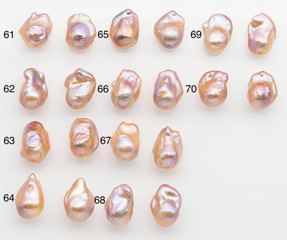 15-17mm Peach Color Baroque Pearl Matching Pair, High Luster Freshwater Pearls for Earrings or Jewelry Making, No Hole Loose, SKU # 2618BA