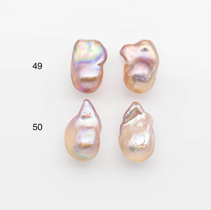 15-17mm Peach Color Baroque Pearl Matching Pair, High Luster Freshwater Pearls for Earrings or Jewelry Making, No Hole Loose, SKU # 2619BA