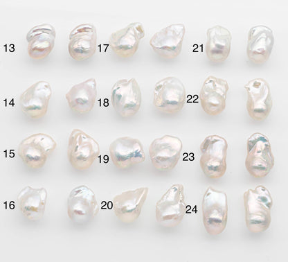 15-17mm White Baroque Pearl Matching Pair, High Luster Freshwater Pearls for Earrings or Jewelry Making, No Hole Loose, SKU # 2621BA